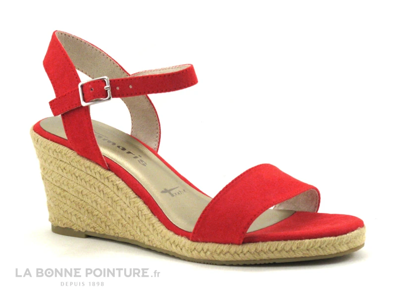 Tamaris 1-1-28300-24 Fire - Sandale Espadrille Rouge Compensee 3 Tamaris 1-1-28300-24 Fire - Sandale Espadrille Rouge Compensee