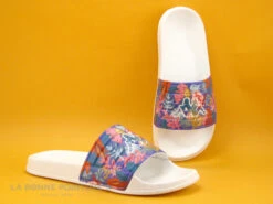 Kappa MATESE 5 Woman White Pink Violet - Claquettes A Fleurs