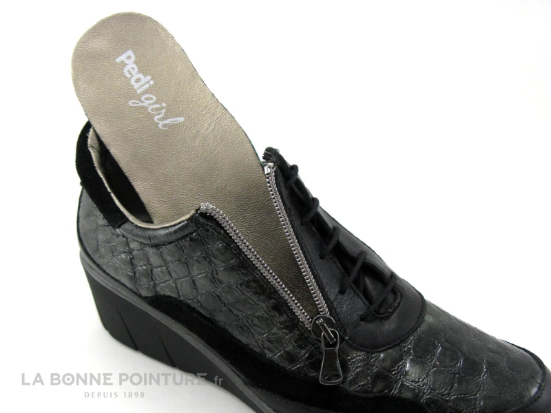 Pedi Girl GIFAR Anthracite Croco - Chaussure Compensee Avec Zip 7 Pedi Girl GIFAR Anthracite Croco - Chaussure Compensee Avec Zip – Image 5