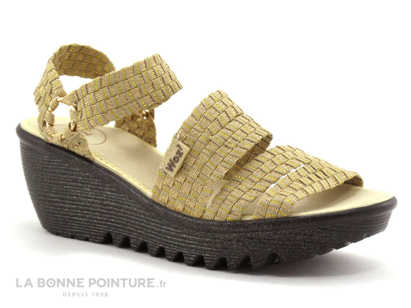 WOZ UP 689 Or Beige - Nu-pieds Compense 3 WOZ UP 689 Or Beige - Nu-pieds Compense