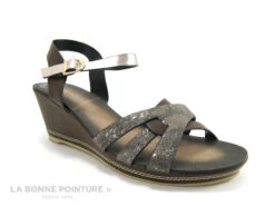 Elina Kara 5511 6 Marron Serpent Nu-pieds Compense