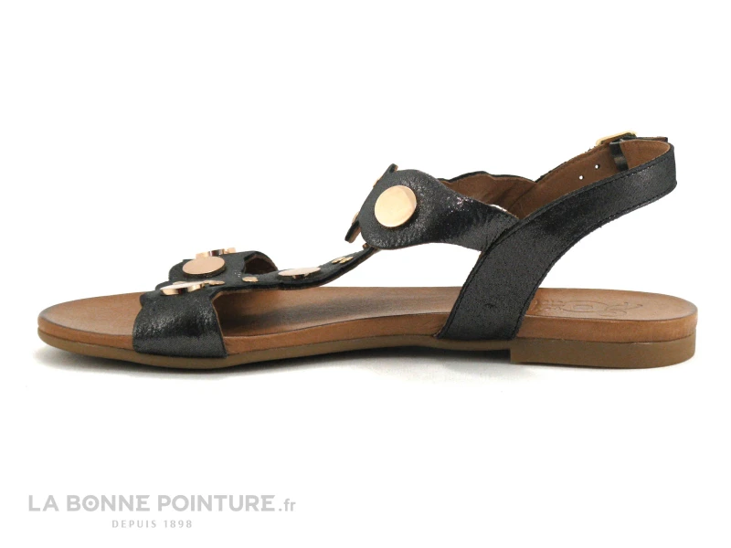Com Un Point SHETRI Noir - Cercles Dores - Sandale Plate 3 Com Un Point SHETRI Noir - Cercles Dores - Sandale Plate