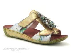 Laura Vita LINAO 01 Rouge Blanc Jaune Fleuri - Mule Reglable Femme