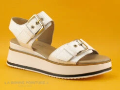 Geo Reino GIFABE Blanc - Nu-pieds Femme - Semelle Compensee