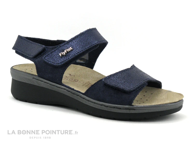 Fly Flot FRILUX Marine - Sandale Confort Femme - 3 Velcros 3 Fly Flot FRILUX Marine - Sandale Confort Femme - 3 Velcros