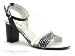 DE CI De La - VULPIN - Noir Blanc Croco - Sandale Talon Haut