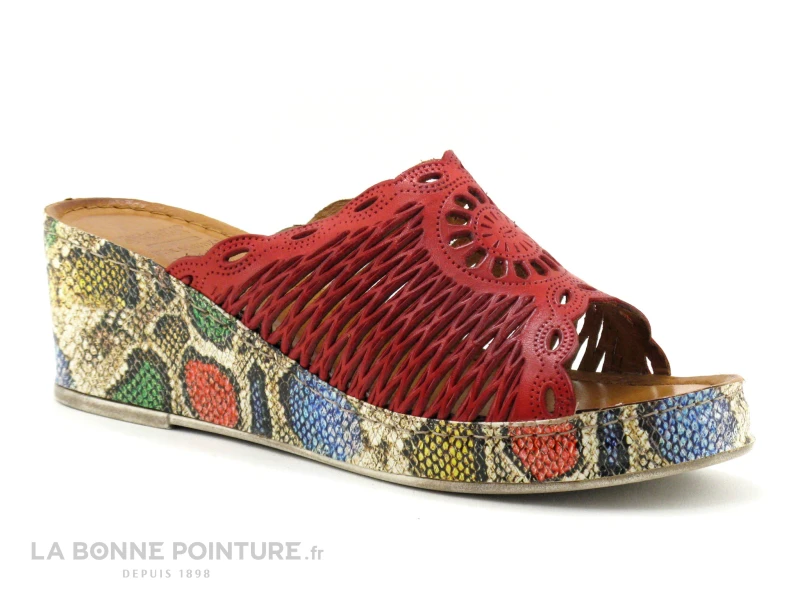Karyoka GENI BIS Rouge - Semelle Compensee Serpent - Mule Femme 7 Karyoka GENI BIS Rouge - Semelle Compensee Serpent - Mule Femme – Image 5