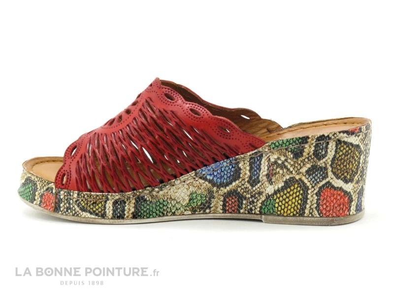 Karyoka GENI BIS Rouge - Semelle Compensee Serpent - Mule Femme 5 Karyoka GENI BIS Rouge - Semelle Compensee Serpent - Mule Femme – Image 3