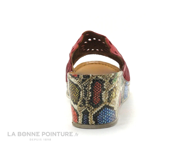Karyoka GENI BIS Rouge - Semelle Compensee Serpent - Mule Femme 6 Karyoka GENI BIS Rouge - Semelle Compensee Serpent - Mule Femme – Image 4